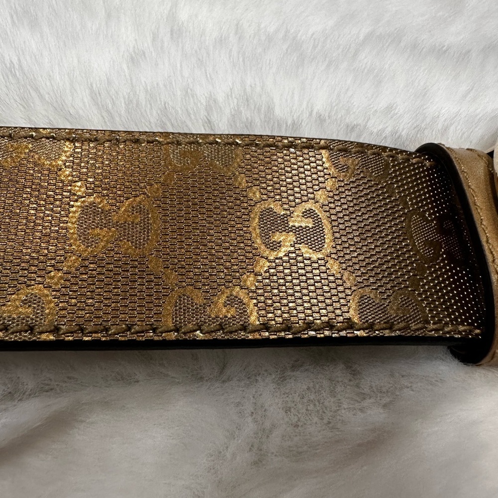 Gucci gold Leather Belt with Gold GG Buckle - Picture 6 of 16